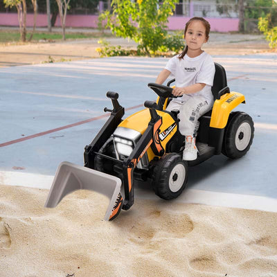 12V Battery-Powered Kids Ride-On Excavator Digger Electric Tractor Vehicle with Digging Bucket