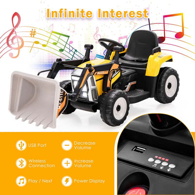 12V Battery-Powered Kids Ride-On Excavator Digger Electric Tractor Vehicle with Digging Bucket