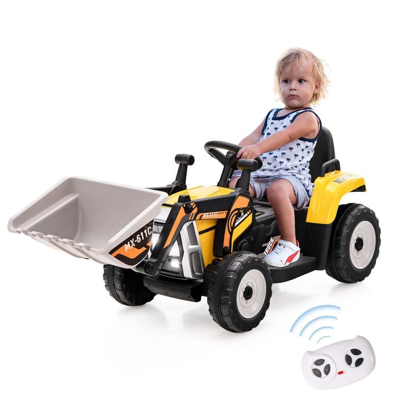 12V Battery-Powered Kids Ride-On Excavator Digger Electric Tractor Vehicle with Digging Bucket