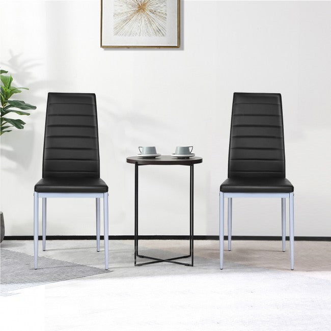4 Pieces PVC Elegant Design Leather Dining Chairs Side Chairs