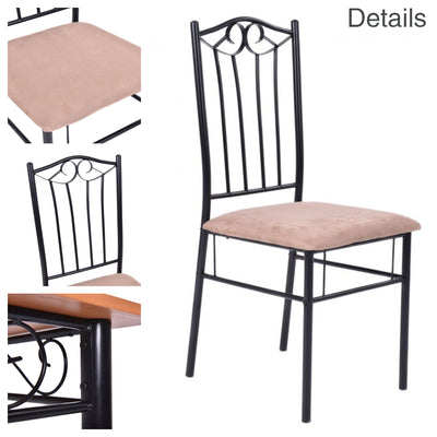 5 Pcs Dining Set Wooden Table and 4 Cushioned Dining Chairs