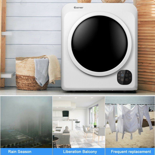 1700W Portable Electric Clothes Dryer 13.2 lbs Front Load Compact Tumble Laundry Dryer with Stainless Steel Tub