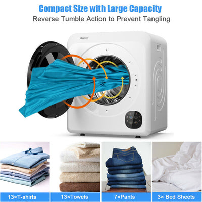 1700W Portable Electric Clothes Dryer 13.2 lbs Front Load Compact Tumble Laundry Dryer with Stainless Steel Tub