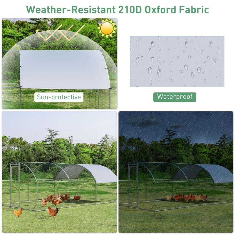 19FT Large Metal Chicken Coop Hen Run House Walk-in Dome Poultry Rabbits Cage with Waterproof Cover