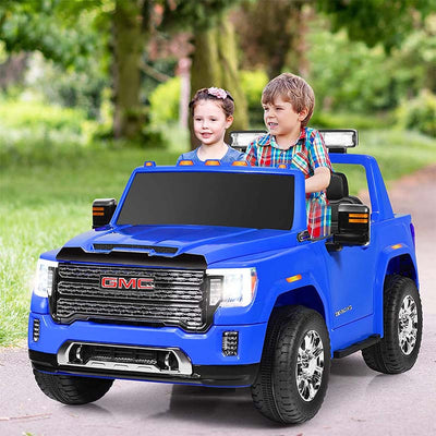 2 Seater Battery Powered GMC Kids Ride on Truck 12V Licensed Electric Car with Remote Control and Storage Box