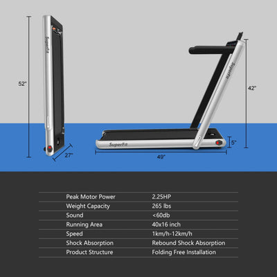 2-in-1 Electric Treadmill 2.25HP Folding Running Machine with Dual Display and Remote Controller