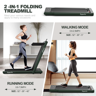 2-in-1 Electric Treadmill 2.25HP Folding Running Machine with Dual Display and Remote Controller