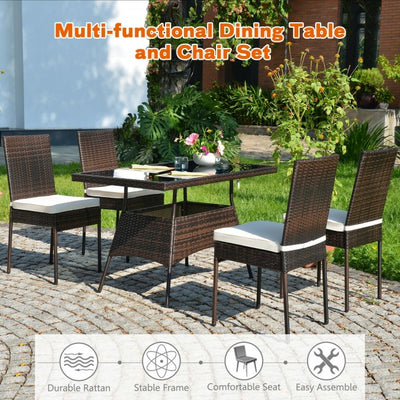 5 Pcs Patio Rattan Dining Set