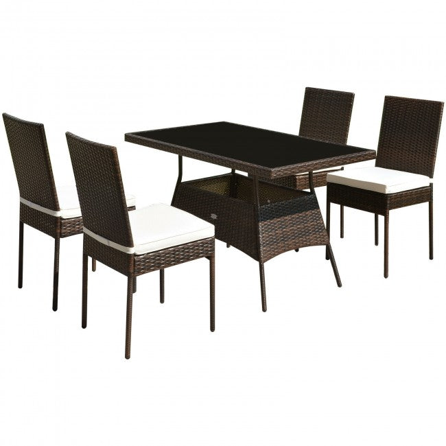 5 Pcs Patio Rattan Dining Set