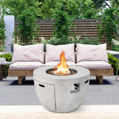 50000 BTU 2-in-1 Outdoor Fire Pit Table 36 Inch Patio Round Concrete  Propane Fireplace with Waterproof Cover