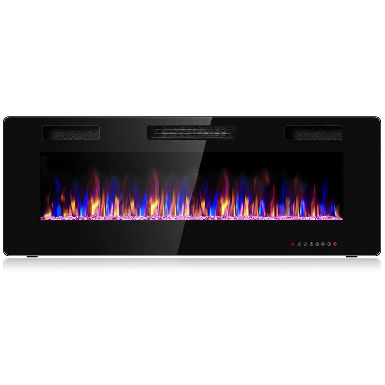 50 Inches Recessed Electric Fireplace Ultra Thin Wall Mounted Electric Heater with Remote Control and Timer