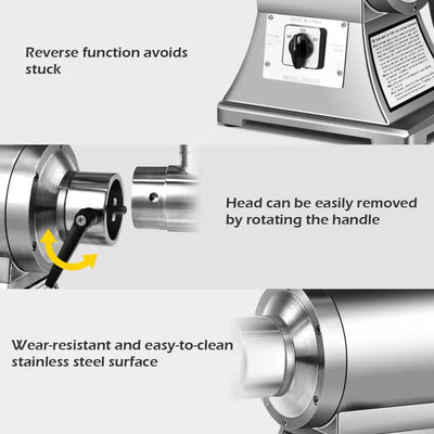 550LB/h Commercial Meat Grinder 225RPM Heavy Duty Industrial Meat Mincer with 2 Blades and Grinding Plates