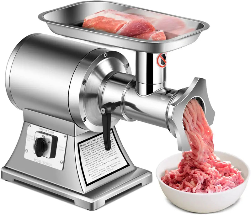 550LB/h Commercial Meat Grinder 225RPM Heavy Duty Industrial Meat Mincer with 2 Blades and Grinding Plates