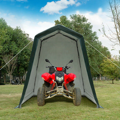 6 x 8 Feet Outdoor Carport Shed Patio Storage Shelter with Metal Frame and Waterproof Ripstop Cover for Motorcycle and ATV Car