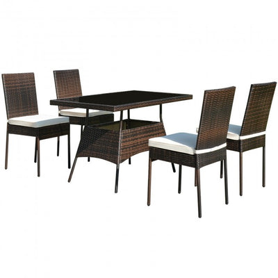 5 Pcs Patio Rattan Dining Set