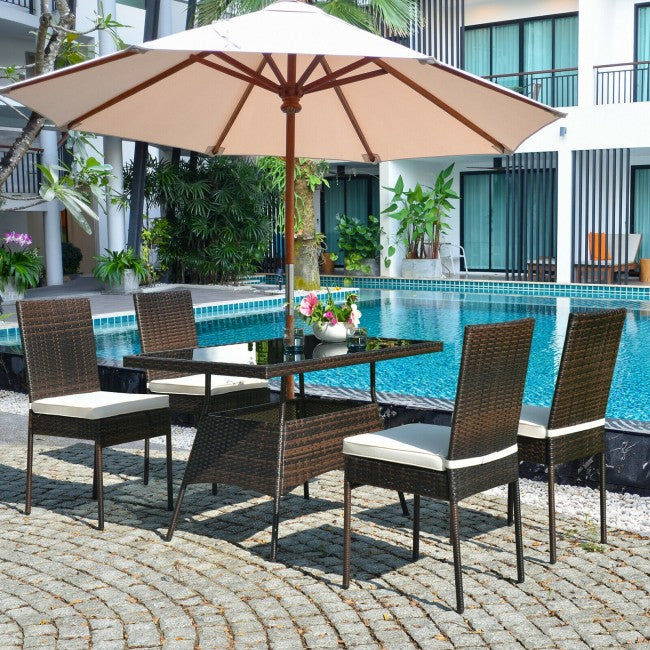 5 Pcs Patio Rattan Dining Set