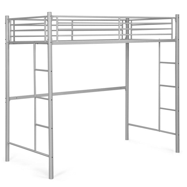 Twin Over Loft Bunk Bed Twin Size Bedframe with 2 Ladders Full-length Guardrail