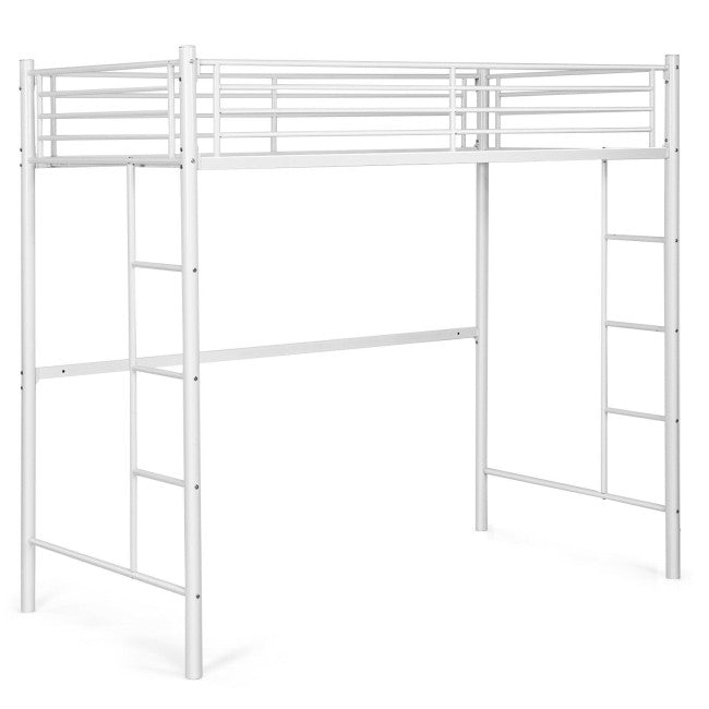 Twin Over Loft Bunk Bed Twin Size Bedframe with 2 Ladders Full-length Guardrail