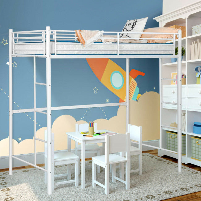 Twin Over Loft Bunk Bed Twin Size Bedframe with 2 Ladders Full-length Guardrail