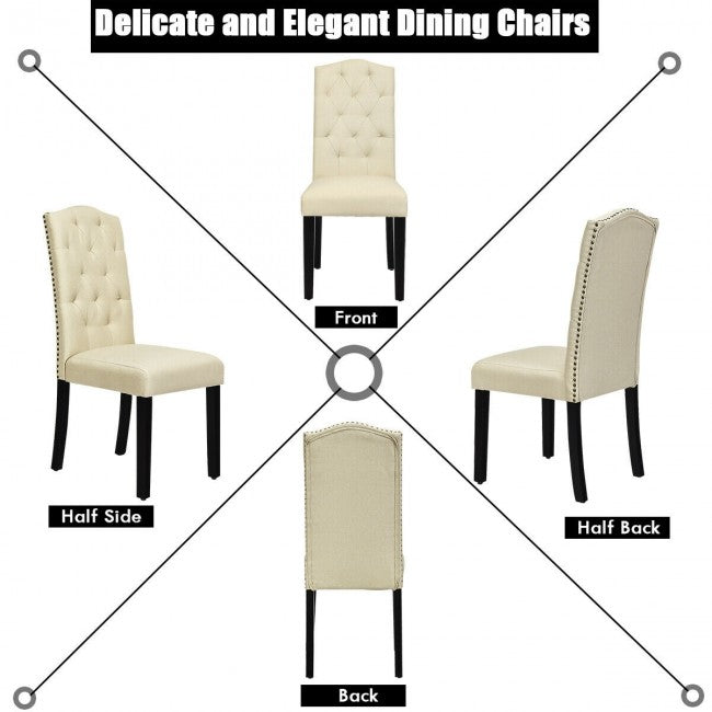 Set of 2 Tufted Upholstered Dining Chairs