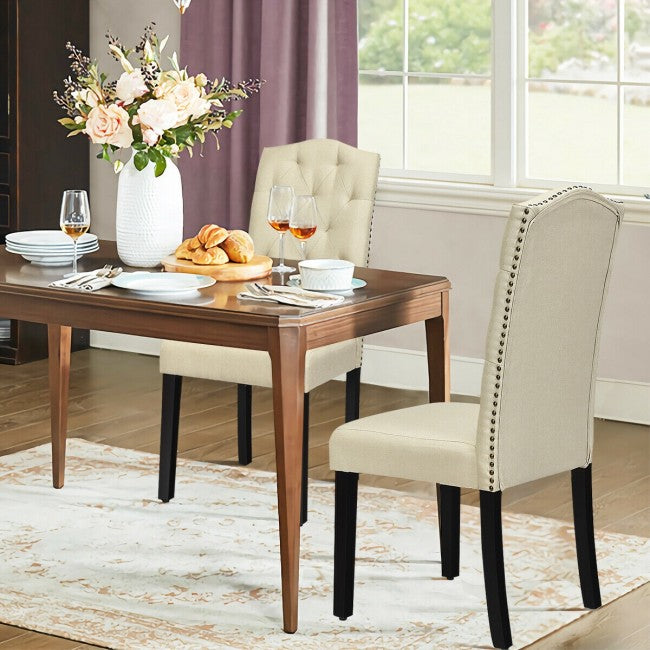 Set of 2 Tufted Upholstered Dining Chairs