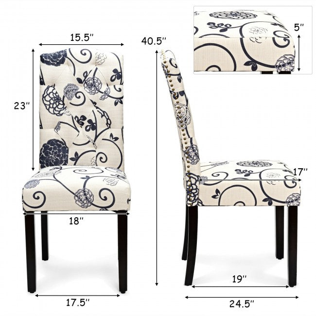 Set of 2 Tufted Upholstered Dining Chairs