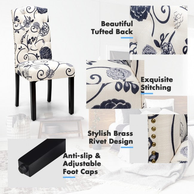 Set of 2 Tufted Upholstered Dining Chairs