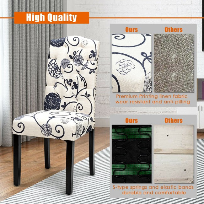 Set of 2 Tufted Upholstered Dining Chairs