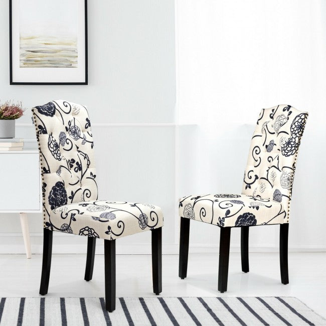 Set of 2 Tufted Upholstered Dining Chairs