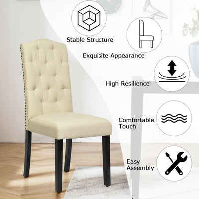 Set of 2 Tufted Upholstered Dining Chairs