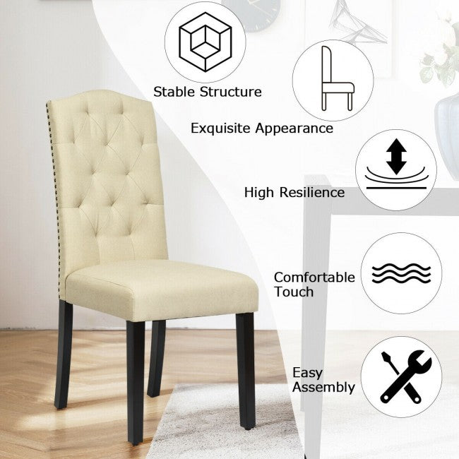 Set of 2 Tufted Upholstered Dining Chairs