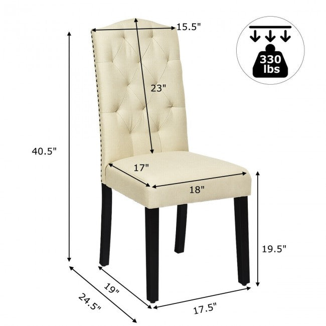 Set of 2 Tufted Upholstered Dining Chairs