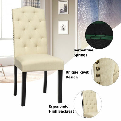 Set of 2 Tufted Upholstered Dining Chairs