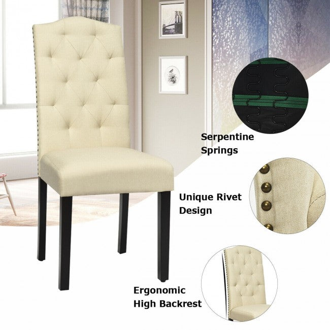 Set of 2 Tufted Upholstered Dining Chairs