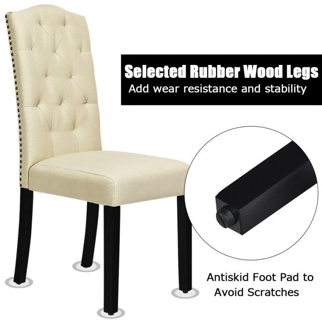 Set of 2 Tufted Upholstered Dining Chairs