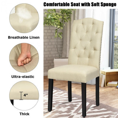 Set of 2 Tufted Upholstered Dining Chairs