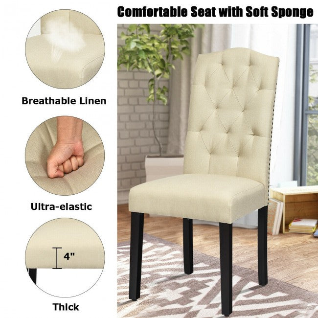 Set of 2 Tufted Upholstered Dining Chairs