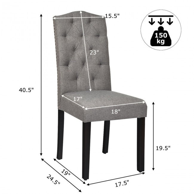 Set of 2 Tufted Upholstered Dining Chairs