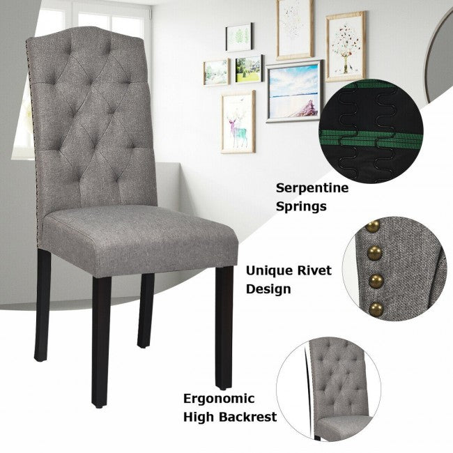 Set of 2 Tufted Upholstered Dining Chairs