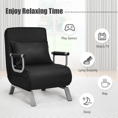 5 Position Folding Convertible Sleeper Sofa Bed Arm Chair with Adjustable Backrest