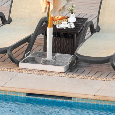 Outdoor Patio Rattan Wicker Side Deck Table with Umbrella Hole Steel