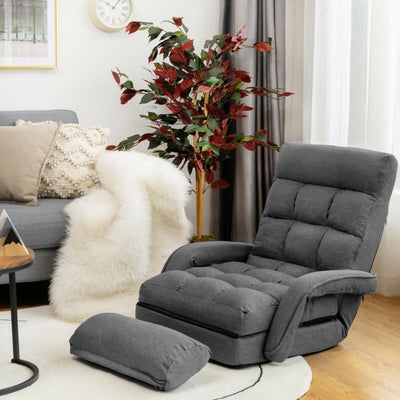 5 Adjustable Position Folding Massage Lazy Sofa Sleeper Chair with Armrests Pillow