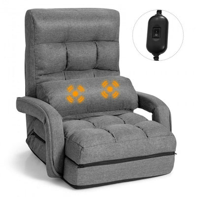 5 Adjustable Position Folding Massage Lazy Sofa Sleeper Chair with Armrests Pillow