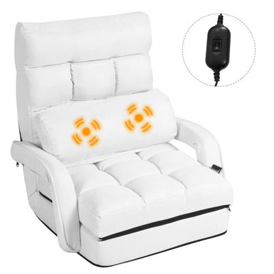 5 Adjustable Position Folding Massage Lazy Sofa Sleeper Chair with Armrests Pillow