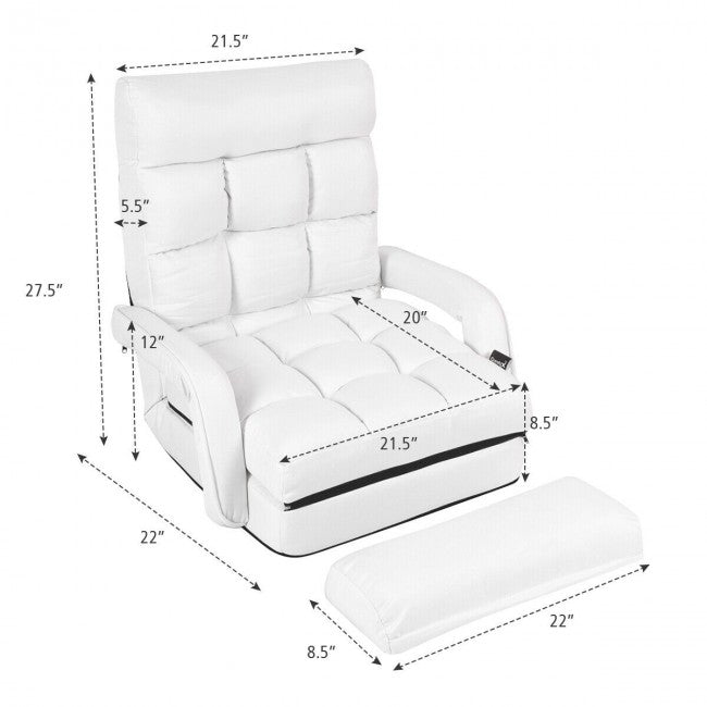 5 Adjustable Position Folding Massage Lazy Sofa Sleeper Chair with Armrests Pillow