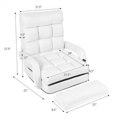 5 Adjustable Position Folding Massage Lazy Sofa Sleeper Chair with Armrests Pillow