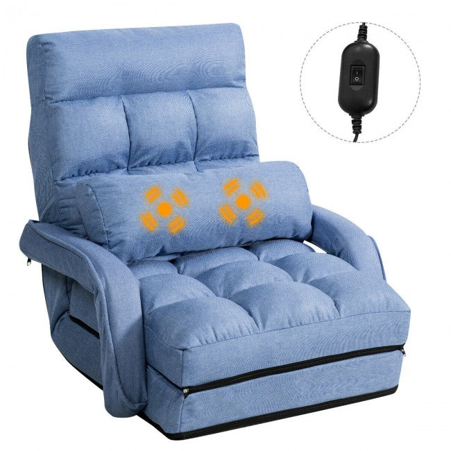 5 Adjustable Position Folding Massage Lazy Sofa Sleeper Chair with Armrests Pillow