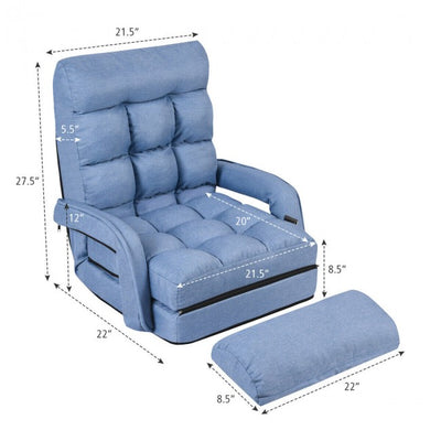 5 Adjustable Position Folding Massage Lazy Sofa Sleeper Chair with Armrests Pillow