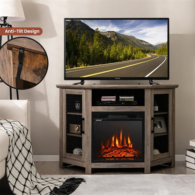 45" Fireplace Corner TV Stand Entertainment Center for TVs up to 50" with Adjustable Shelves