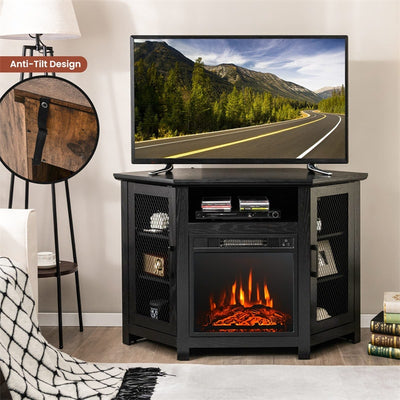 45" Fireplace Corner TV Stand Entertainment Center for TVs up to 50" with Adjustable Shelves